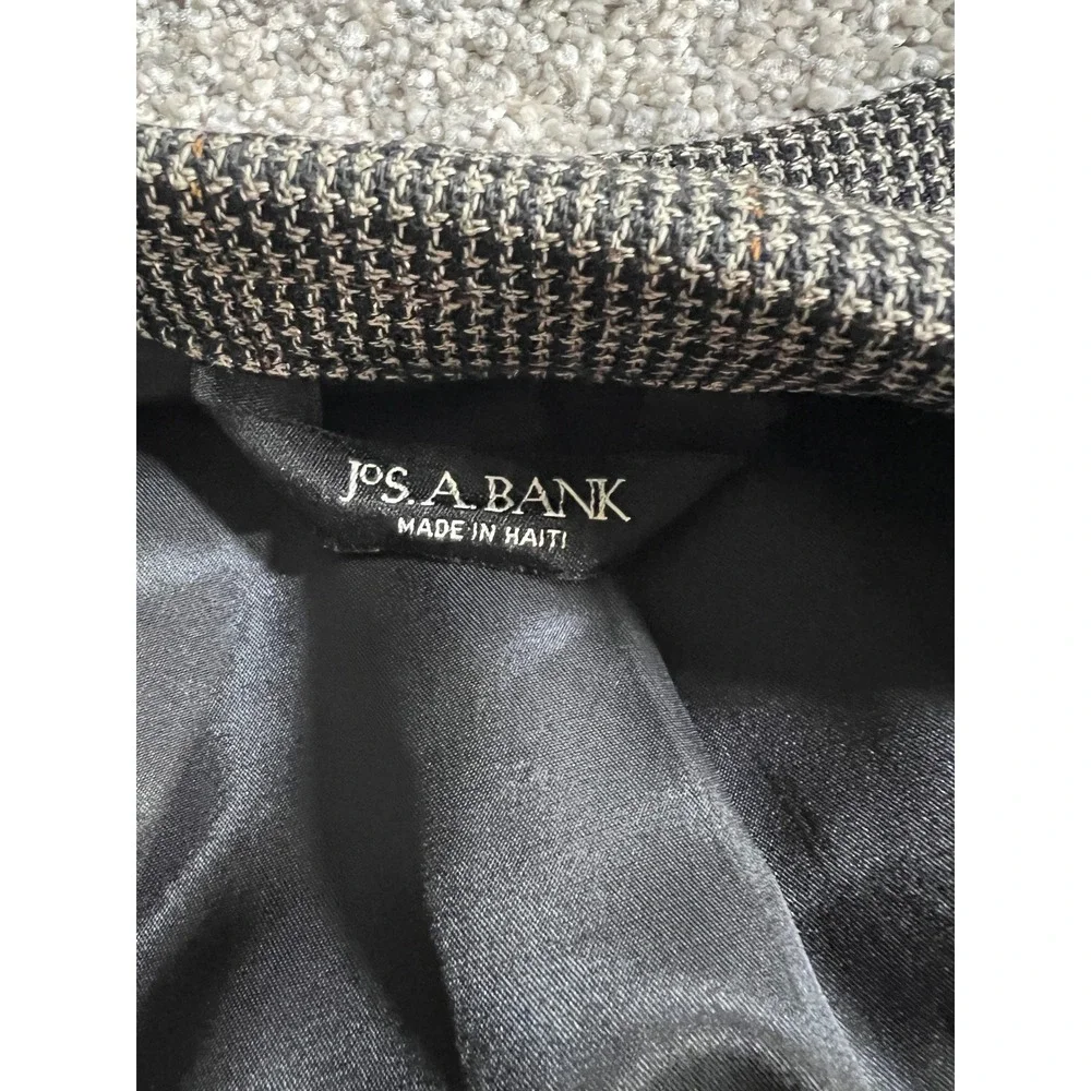 Jos A Bank Mens Grey Houndstooth Two Button Blazer Sport Coat Jacket 44R